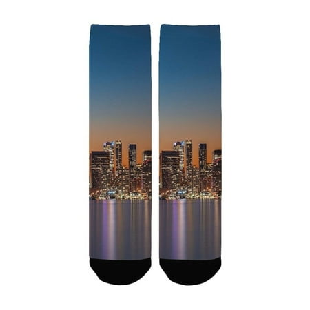 

Landscape Urban Theme A Cityscape View of Toronto and the Skyscrapers at Dusk Digital Print Dark Blu Women s Custom Socks (Made In USA)