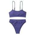 thumbnail image 2 of ylioge Womens Two Piece Swimsuits Tankini Ribbed Built in Removeable Bras Bikini Bathing Suits Ladies Solid High Waisted Swimsuit, 2 of 7