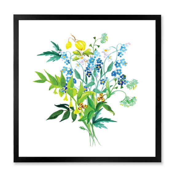 Designart 'Meadow Flowers Garland On White' Farmhouse Framed Art Print
