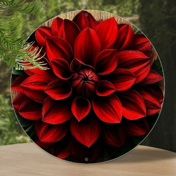 Vibrant Hand-Painted Red Peony Art Round Aluminum Wall Plaque, 7.28" Diameter - Elegant Floral Decor for Home, Bar, Cafe, Office & Garden | Perfect DIY Gift for Friends, Family, Besties, Unique Home D