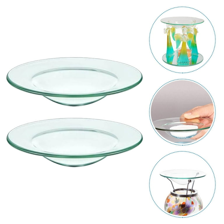 Replacement Oil Warmer Dish Round Glass Dish Wax Melt Candle Warmer Bowl  Plate Lid Tray for Aroma Therapy Lamp Electric Lamps Oil and Tart Warmers  (4