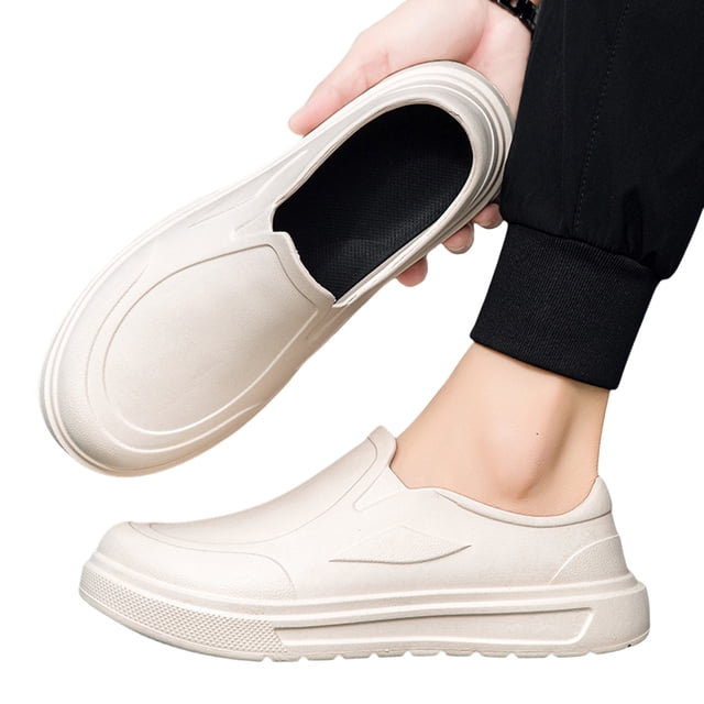 Sacios Cómodos para Hombres Chef Zapatos Sin Deslizamiento La (beige 43)