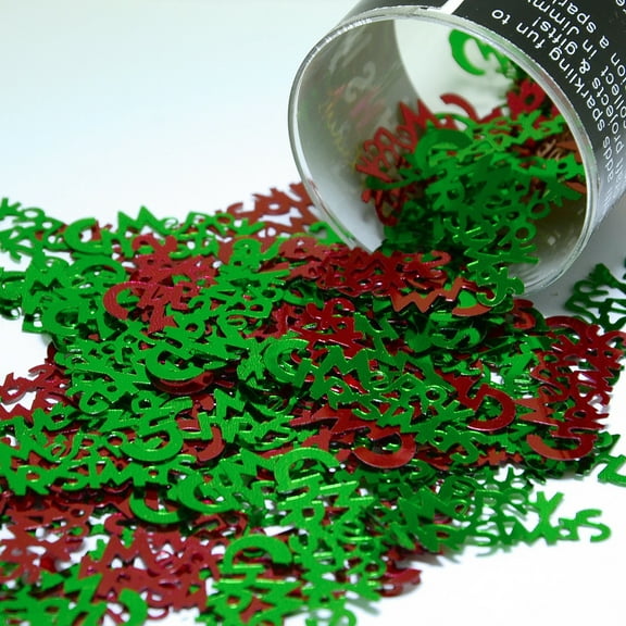 Confetti Word MERRY CHRISTMAS Green, Red - Pouch (1/2 oz) - CCP7855
