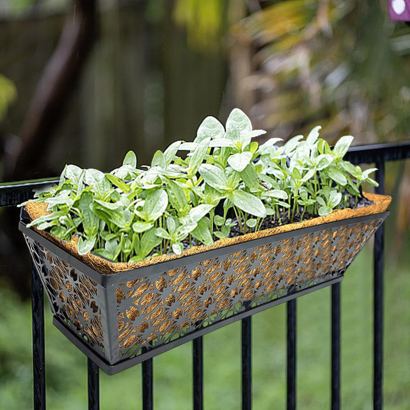 colaxi Balcony Flower Pot Stand Balcony Plant Holder Window Box Railing Planter Holder Patio Railing Planter Shelf for Outdoor Patio