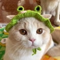 thumbnail image 2 of FTsdfkl Handmade Crochet Cat Hat, Cute Knitted Pet Headwear for Cats & Small Dogs, Funny Frog & Flower Design Pet Winter Outdoor Accessory Warm Cozy Puppy Headwear(Green,25CM), 2 of 7