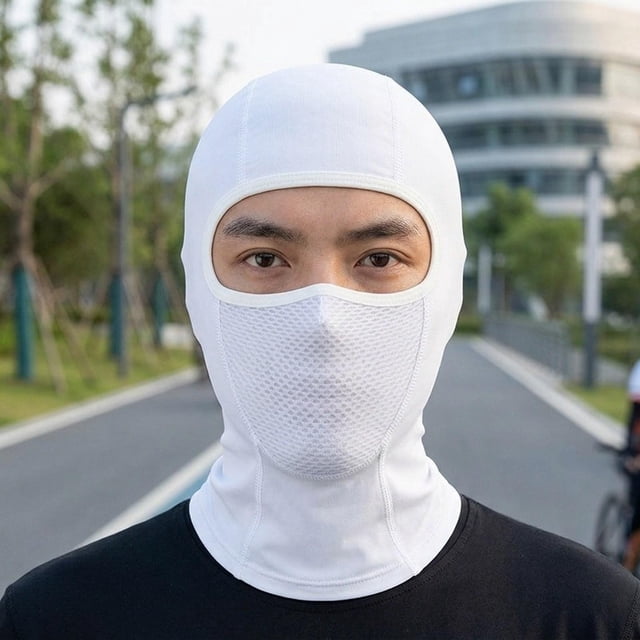 Quzzie Full Face Cover Balaclava Face Mask Breathable Cooling Motorcycle Riding Headgear Lightweight Outdoor Sports Activities Suitable for Running Mountaineering Cycling Fishing Hiking White
