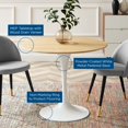 thumbnail image 5 of 36 inch Dining Table, Round, Natural Brown White, Wood, Metal Steel, Modern Contemporary Mid-Century, Kitchen Room Cafe Bistro Restaurant Hospitality, 5 of 6