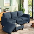 thumbnail image 3 of Walsunny 76.4" Convertible Sectional Sofa, L Shaped Sectional Sofa with Side Pocket, 3 Seat Sofa Couch with Storage Ottoman for Small Living Room, Apartment, Bedroom, Blue, 3 of 9