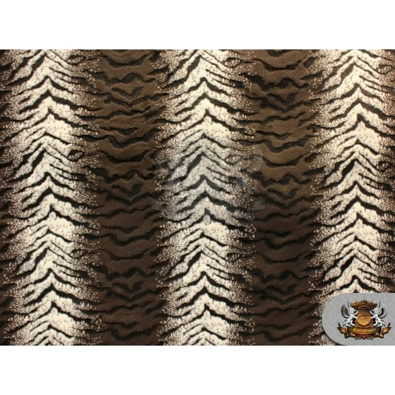 Faux Fur Long Pile BENGAL BROWN WHITE Fabric / 66" W / Sold By the yard