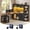 Black, variant on SEDETA L Shaped Height Adjustable Standing Desk with 3 Drawers & Hutch, 59" Corner Computer Desk with Bookshelves, Power Strip & LED Lights for Work & Gaming, Brown