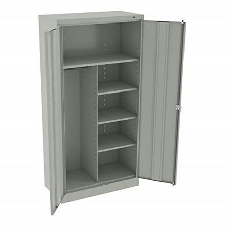 Tennsco 7214 24 Gauge Steel Standard Welded Combination Storage Cabinet, 5 Shelves, 150 lbs Capacity per Shelf (50 lbs per half shelf), 36
