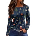 thumbnail image 3 of Mfakffe Christmas Womens Shirts Long Sleeve Crew Neck Tops Casual Christmas Graphic Shirt Lightweight Pullover Tee, 3 of 5