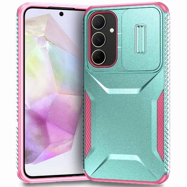 Rugged Case for Samsung Galaxy A35 5G with Slide Camera Cover & Drop Protection Green