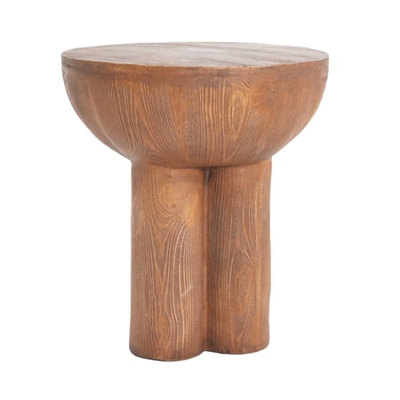 Patio Table Iris Outdoor Patio Three-Legged Wood-Grain Round MGO Side Table Brown Brown Outdoor Dining Table Magnesium Oxide Folding Camping Table