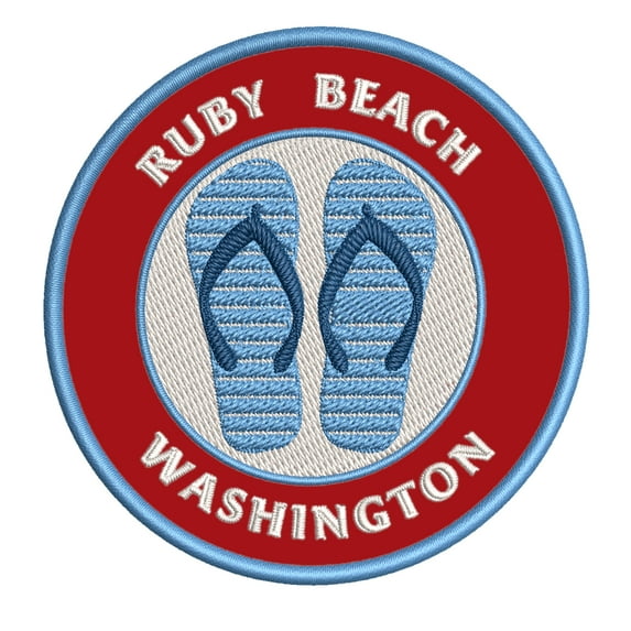 Ruby Beach, Washington 3.5 Inch Iron Or Sew On Embroidered Fabric Badge Patch Ocean Beach, Salt Life Iconic Series