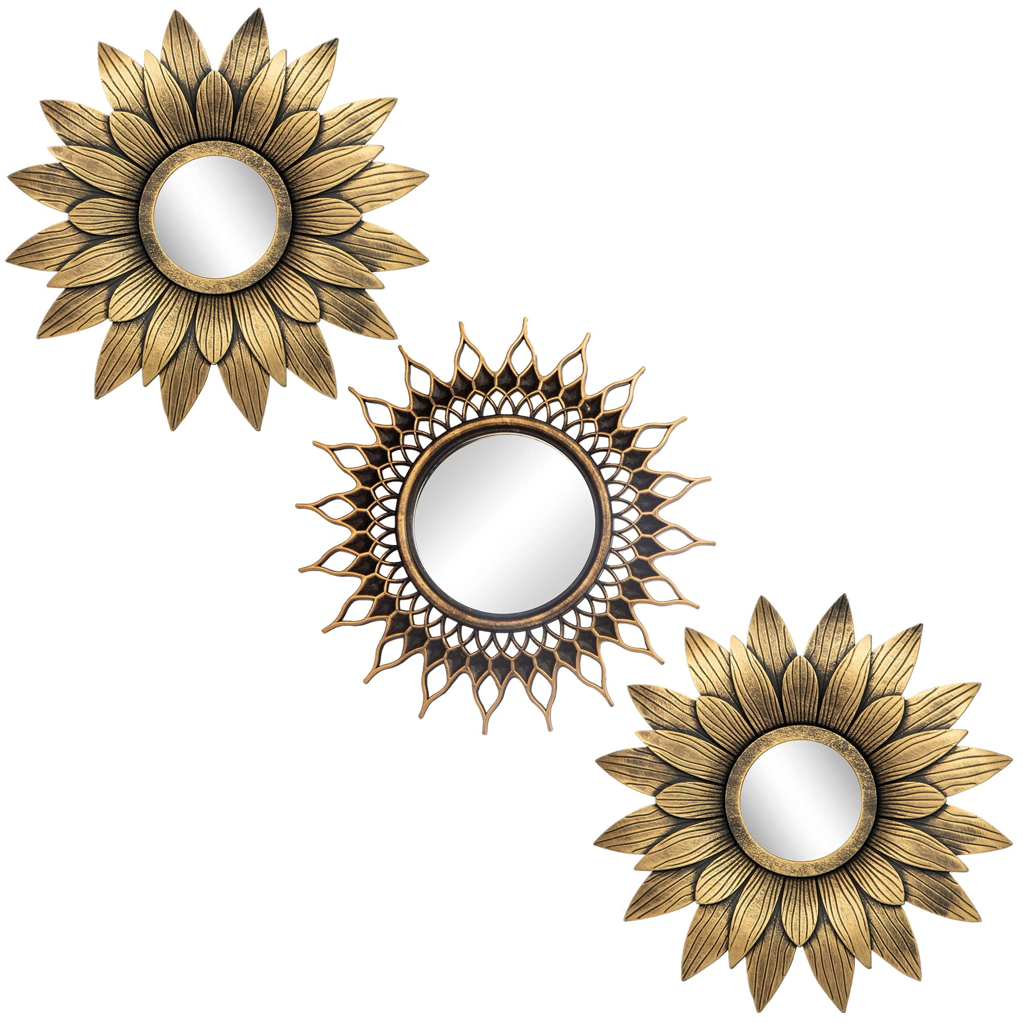 Gold Brushed Mirrors for Wall Decor Set of 3 Wall Mirror Decorations