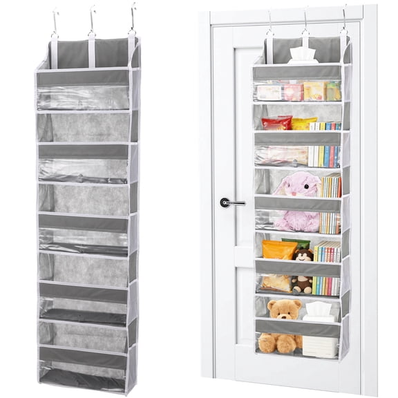 5-Tier Over Door Organizer, Hanging Organizer with 10 Mesh Pockets, Behind Door Storage with Clear Window for Bedroom, Bathroom, Pantry, Nursery, 55.1 x 15.4 x 6.7 in
