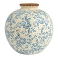 thumbnail image 4 of Creative Co-Op Df2720 Jarrón Con Diseño Floral De Terracota De 8 Pulgadas De Alto Y Acabado Craquelado, Color Azul, 4 of 7