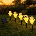 thumbnail image 4 of Dmlowu Halloween Solar Lights Outdoor, 5 Pack Waterproof Ground Stake Orange Pumpkin Lights, Spooky Halloween Decorations for Outdoor Garden Lawn, 4 of 6