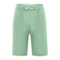 thumbnail image 4 of QingYiHua Men's Flat Front Shorts 7 Inch Inseam Casual Elastic Waist Drawstring Straight Leg Shorts Summer Beach Vacation Shorts with Pockets on Clearance Mint Green, 4 of 6