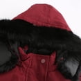 thumbnail image 5 of SWSMCLT Women's Winter Parka Coat Fall Parka Hood Pocket Coats Snow Casual Long Sleeve Zipper Snap On Detachable Burgundy 16, 5 of 5