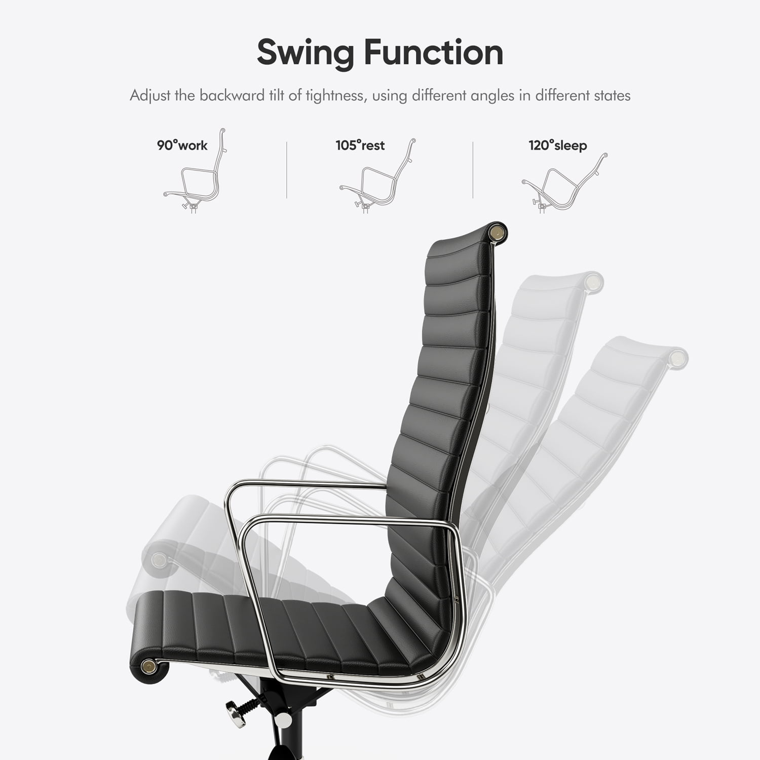High Back Office Chair Ergonomic Office Chair Swivel Leather Task Chair with Lumbar Support,Adjustable Height,Black
