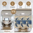 thumbnail image 5 of Blue Sea Turtle Window Privacy Film, Vintage Coastal Sheet Music Static Cling UV Sun Blocking Heat Control Window Tint Day and Night, Non-Adhesive Reusable One Way Windows Privacy Cover 35.4''x78.7'', 5 of 7