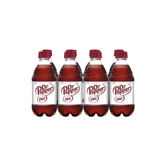 Diet Dr Pepper Soda Pop, 12 fl oz, 8 Pack Bottles
