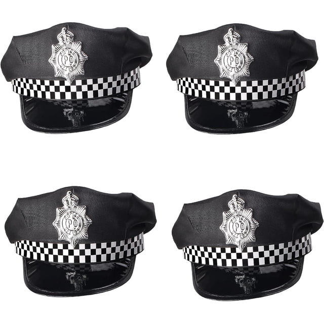4 Pieces Police Hat Police Officer Costume Accessory for Cop Policeman Halloween Costume Cosplay Party