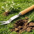 thumbnail image 4 of Herramienta de deshierba en V de acero inoxidable - Tirador de dientes de león con mango de madera • Herramienta manual para desherbar a mano • Ayuda ergonómica para parterres de jardín, 4 of 6