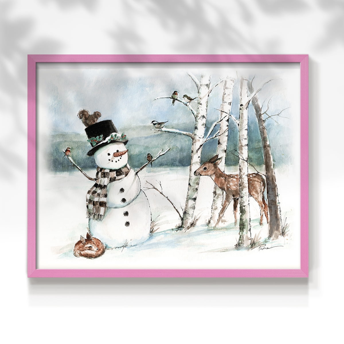 Snow Friends by Ruane Manning - Restickable Framed Giclée Print