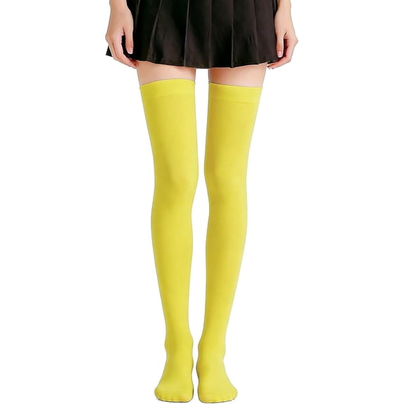 TELOLY Women Thigh High Socks over Knee Socks Long Knee High Yellow Knee High Socks