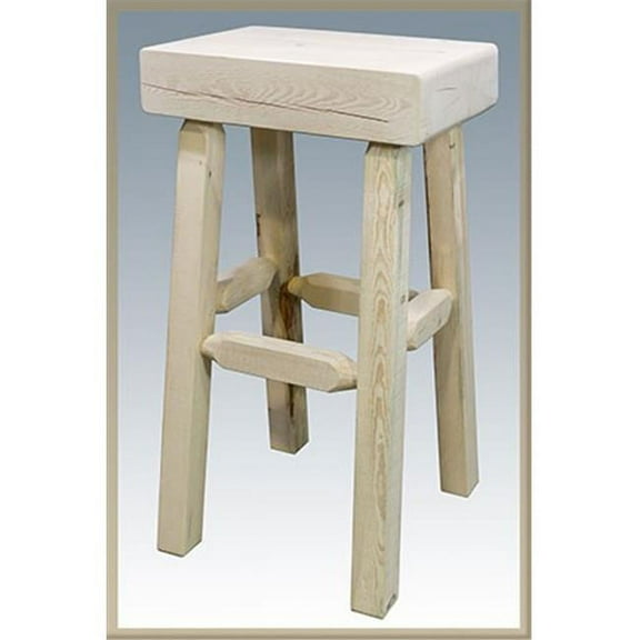 Homestead Collection Counter Height Half Log Barstool, Clear Lacquer