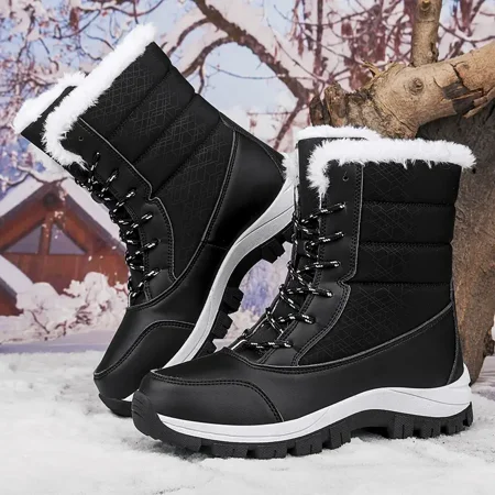 

Women‘s Winter Waterproof Faux Fur Lined Snow Boots Platform Lace Up Boots Women‘s Footwear