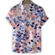 thumbnail image 3 of Camisa de moda con estampado de flores en 3D para hombre, camisas hawaianas de manga corta con solapa de verano, blusa holgada con botones y flores para la calle, 3 of 4