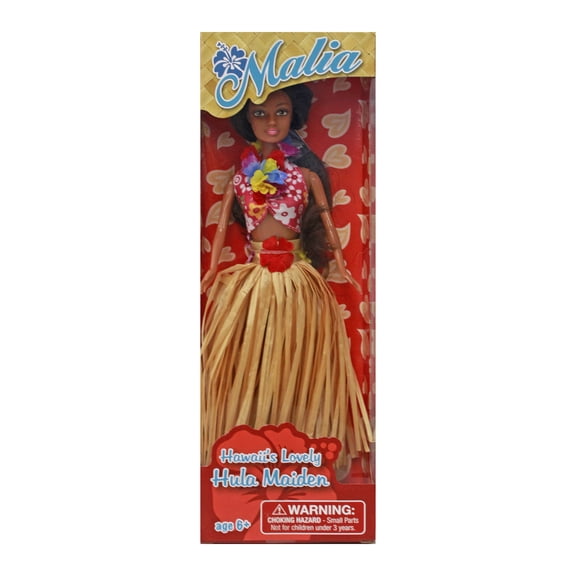 Hawaiian Collectibles Hula Fashion Doll, with Natural Raffia Skirt
