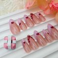 thumbnail image 3 of Punta francesa BMKKOT de Press on Nails en forma de corazón rosa con forma de corazón, 3 of 7