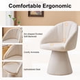 thumbnail image 4 of Swivel Accent Armchair with Chenille Fabric, Comfy Vanity Chair with Curved Backrest, Upholstered Dining Chair for Living Room, 360° Swivel, Beige, 4 of 8