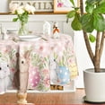 thumbnail image 3 of Easter Tablecloth 60×60 Inch Round, Bunnies Pink Buffalo Plaid Spring Washable Table Cover for Party Picnic Dinner Decor, 3 of 6