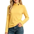 thumbnail image 2 of DJDLJWCJ Big Girls Turtleneck Sweatshirt Solid Color Long Sleeve Pullover Stretch Soft Tops Yellow Size 12-13Years, 2 of 7