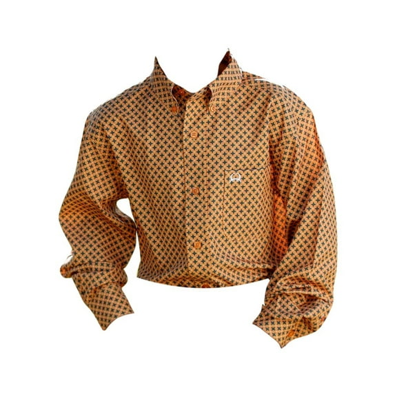 Cinch Western Shirt Boys Stretch Long Sleeve XS Orange MTW7060373