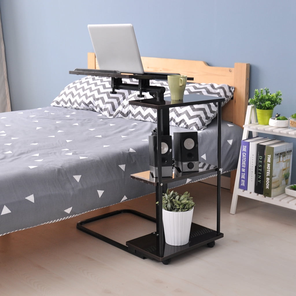 Height Adjustable Laptop Desk Hospital Table Cart Over Bed Sofa Stand Snack Tray 