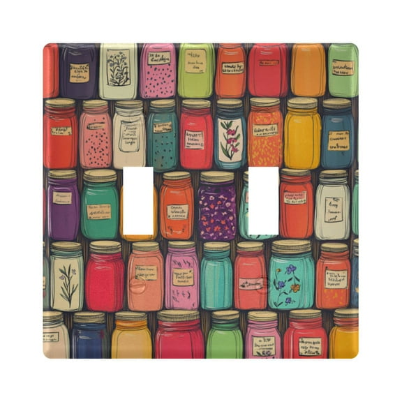 Yayeee Toggle Light Switch Wall Plate 2-Gang 4.56"x4.48" Decorative Outlet Cover, Beige Jar