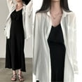 thumbnail image 2 of XISAOK Women Sheer Chiffon Oversized Blouses Top Long Sleeve Collared Button Up Shirt, 2 of 20
