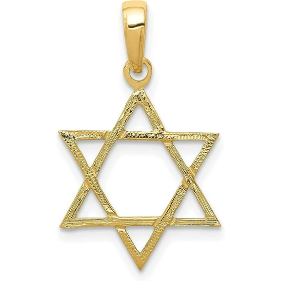 Solid 10K Yellow Gold Star of David Pendant - 25mm