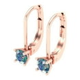 thumbnail image 2 of 0.2 ct Lever-Back Drop Dangle Earrings for Women | 3.0mm Round Cut Blue Moissanite | 14K Rose Gold, 2 of 5