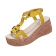 thumbnail image 2 of Bnwani Platform Sandals,Women's Sandals,Wedge,Open Toe,Casual,Cutout,Yellow,7.5, 2 of 9