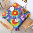 thumbnail image 2 of Rainbow Tie Dye Mandala Pattern Square Tablecloth,Waterproof Square Table Cover,Wipeable Spillproof Washable Table Cover for Home Kitchen Party Decor 60"x60"(152x152cm), 2 of 6