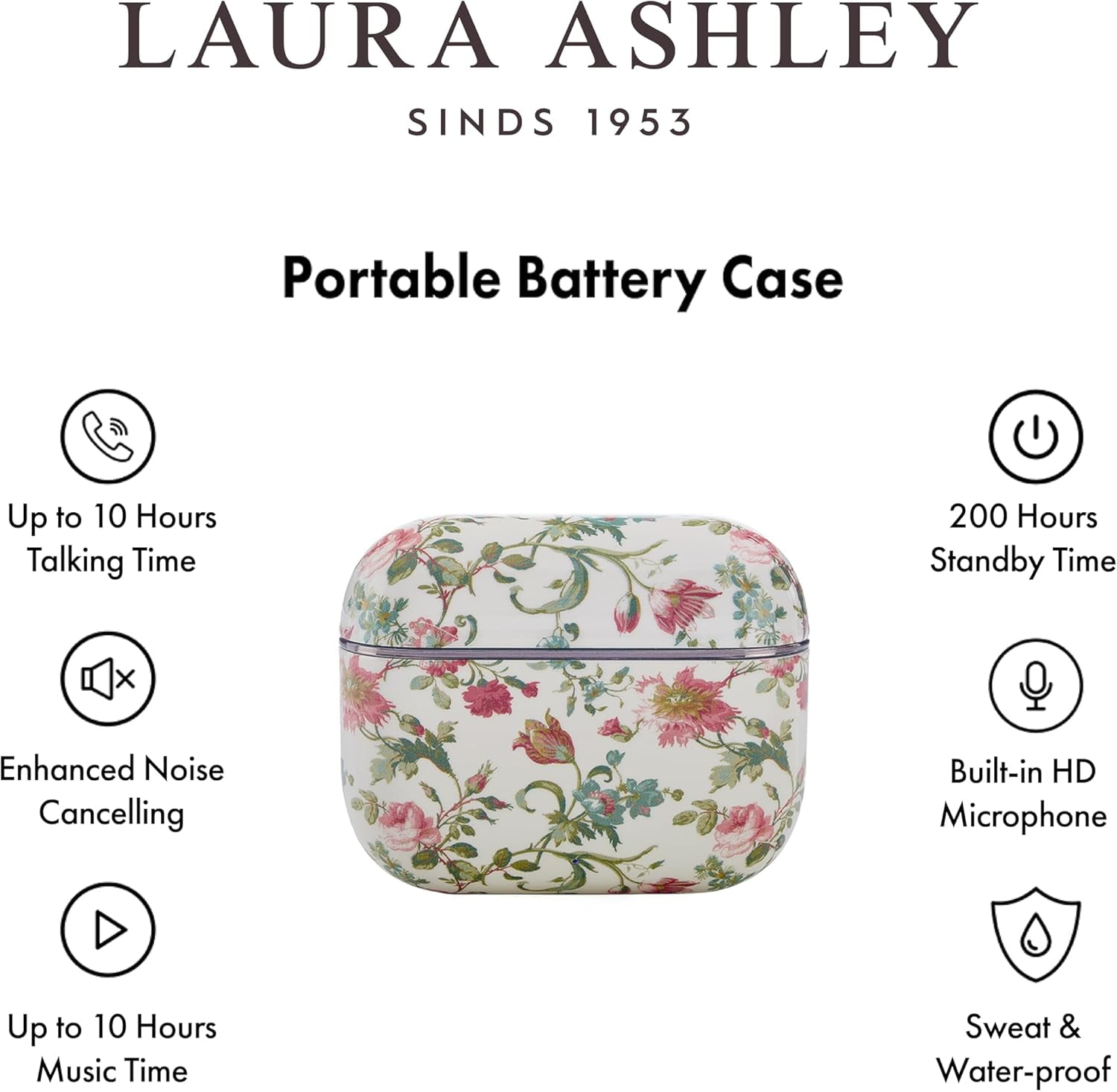 VQ Laura Ashley Skylark TWS Wireless Earbuds – Bluetooth 5.3 Earphones with Enhanced Noise Cancelling (ENC), 10-Hour Playtime & 45-Hour Charging Case – Rosalind