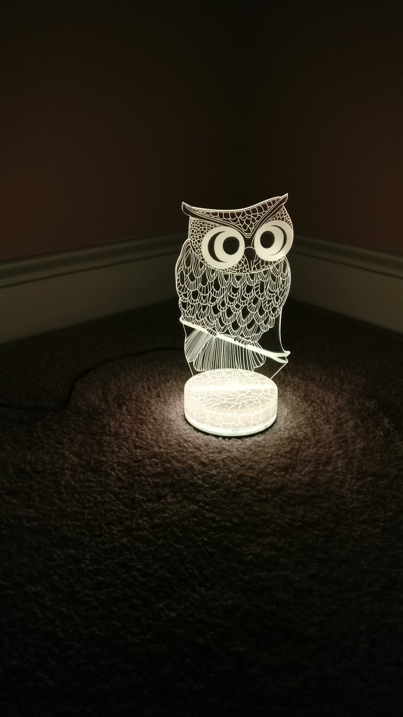 Owl Harry Potter 3D Night Light Color Changing Illusion Lamp For Children Kids Girls Boys Animal Fan Gift Christmas Birthday Best Gifts